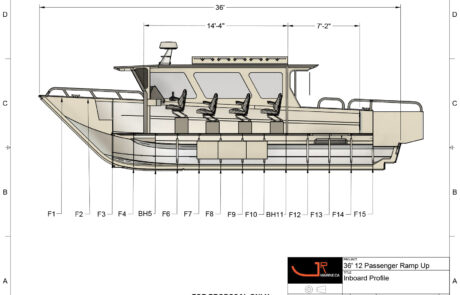 36′ 12 Passenger Inboard Profile 36' Welded Aluminum Catamaran - 12 Passenger by JR Marine