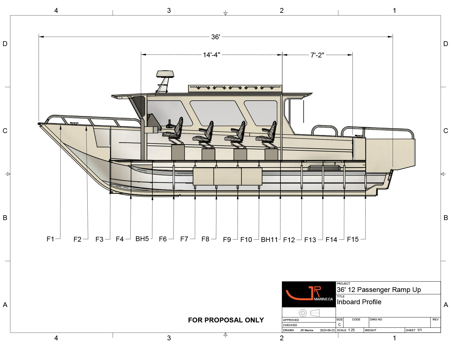 36 foot aluminum 12-passenger Cabin boat manufactured Sidney BC British Columbia Canada by JR Marine